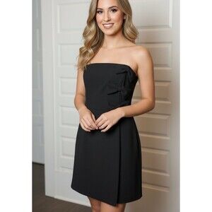 NWT AQUA Size M Dress Strapless Mini Bows Faux Wrap Bloomingdales Cocktail Party